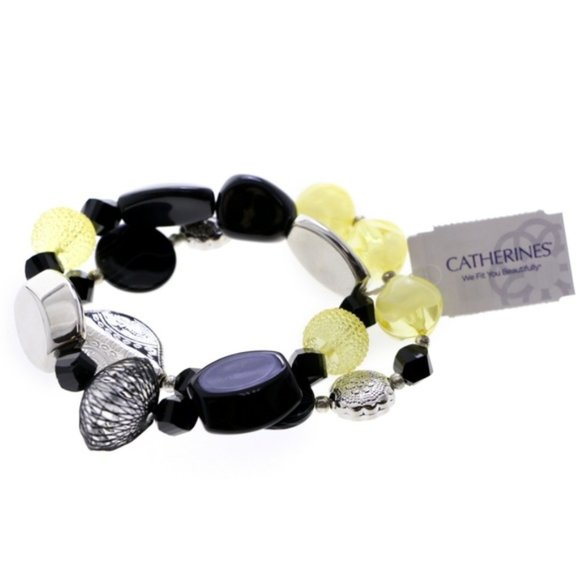 Catherines Jewelry - Catherine's plus sized black & yellow bead stretch